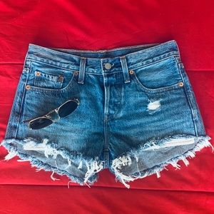 Levi’s blue denim shorts (501 tapered cutoffs)